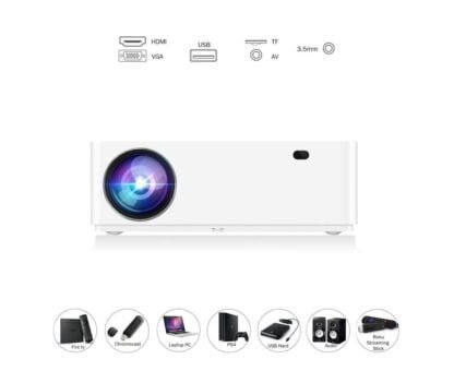 7 2 Mobipro PV01 Android Projector - WiFi - Bluetooth - Miracast - 1080P Native Resolution-4K Ultra HD (6500 Lumens)- 6 Months Warranty