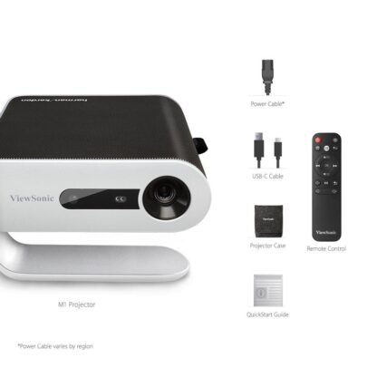 ViewSonic M1-Portable Smart Projector with Dual Harman Kardon Speakers |Wireless Display |SD Card Slot |Internal Memory 16GB | HDMI USB Type C |Auto Keystone| Built-in Battery |100" Projection Image