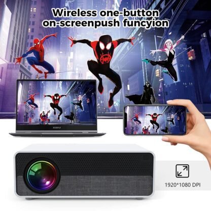5 AUN Akey7 Max Real Full HD Native 1080P Resolution, 4K Supported Android 9.0, RAM: 1GB, ROM: 16GB, BLUETOOTH: 4.0 , 8500 Lumens for Wi-Fi Bluetooth, Mira Cast Home Theatre LED Projector.