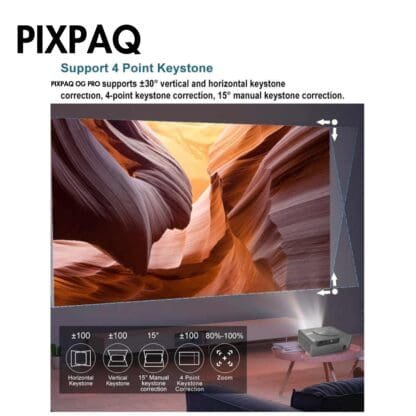 5 scaled PIXPAQ OG Pro (JAPAN), Extreme Bright 1400 ANSI Lumen, 14500 Lumens, Native 1080P Fully Automatic, Android TV Projector for Home, 300